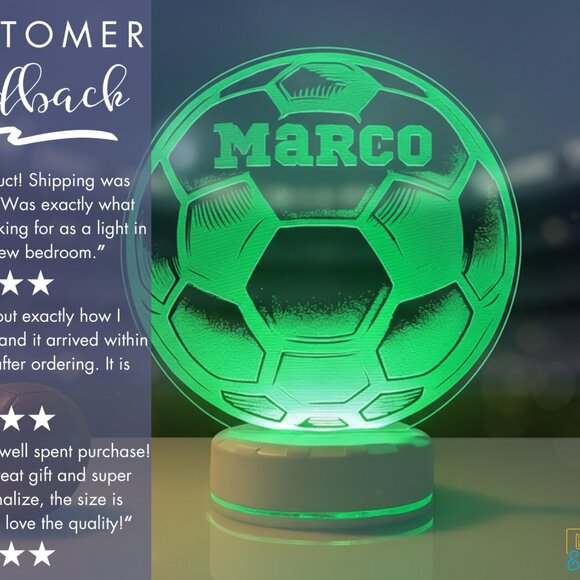 Soccer Night Light – Personalized LED Lamp for Boys & Players - Picture 7 of 8